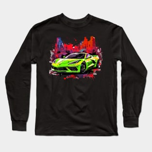 C8 Corvette Sports car supercar race car green for boys men Long Sleeve T-Shirt